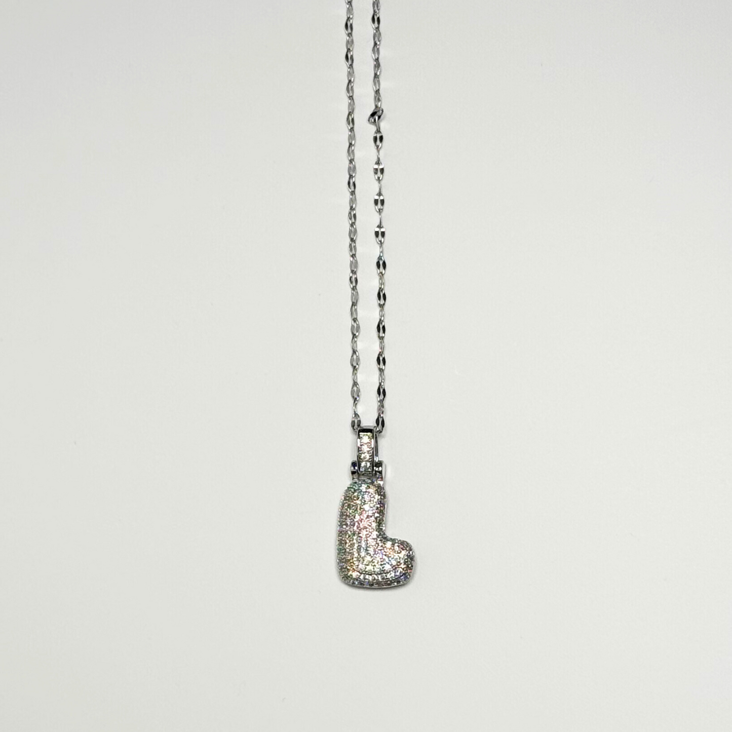 Gemma Initial Necklace- L in Silver