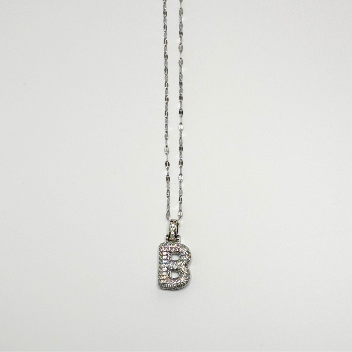 Gemma Initial Necklace- B in Silver