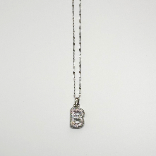 Gemma Initial Necklace- B in Silver