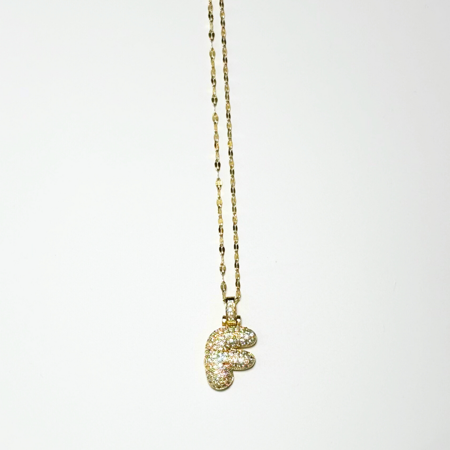 Gemma Initial Necklace- F in Gold