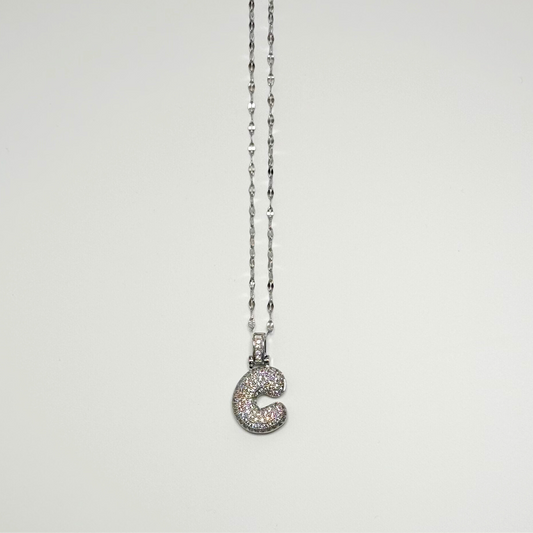 Gemma Initial Necklace- C in Silver
