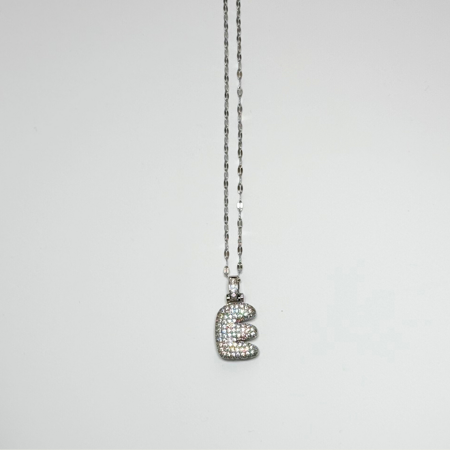 Gemma Initial Necklace- E in Silver