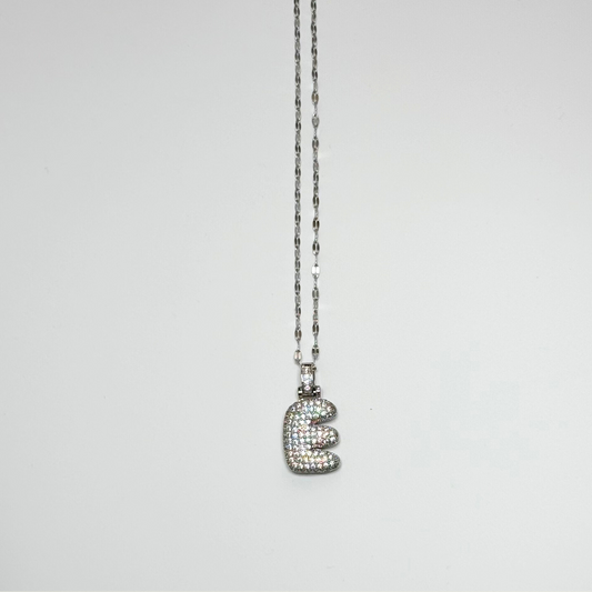 Gemma Initial Necklace- E in Silver