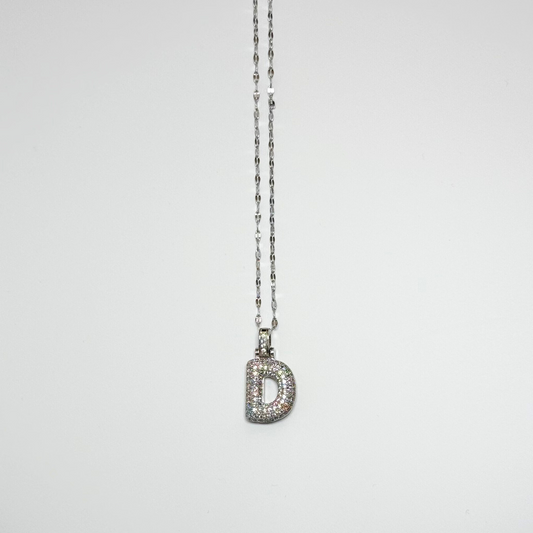Gemma Initial Necklace- D in Silver