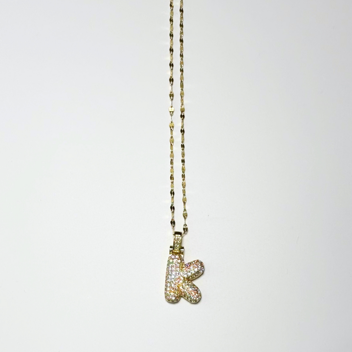 Gemma Initial Necklace- K in Gold