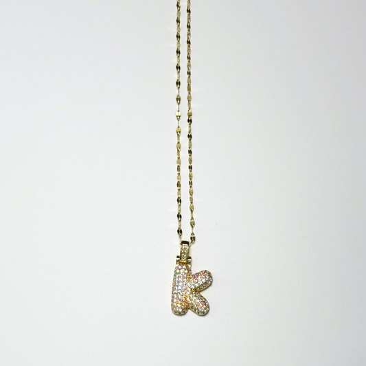 Gemma Initial Necklace- K in Gold