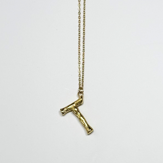 Victoria Initial Necklace- T in Gold