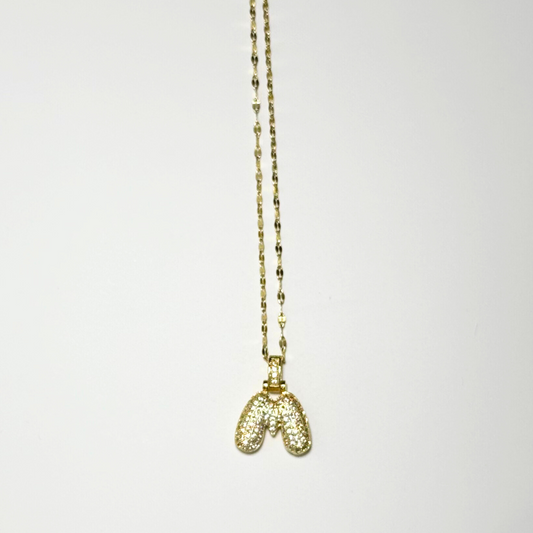 Gemma Initial Necklace- M in Gold