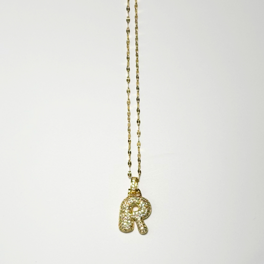 Gemma Initial Necklace- R in Gold