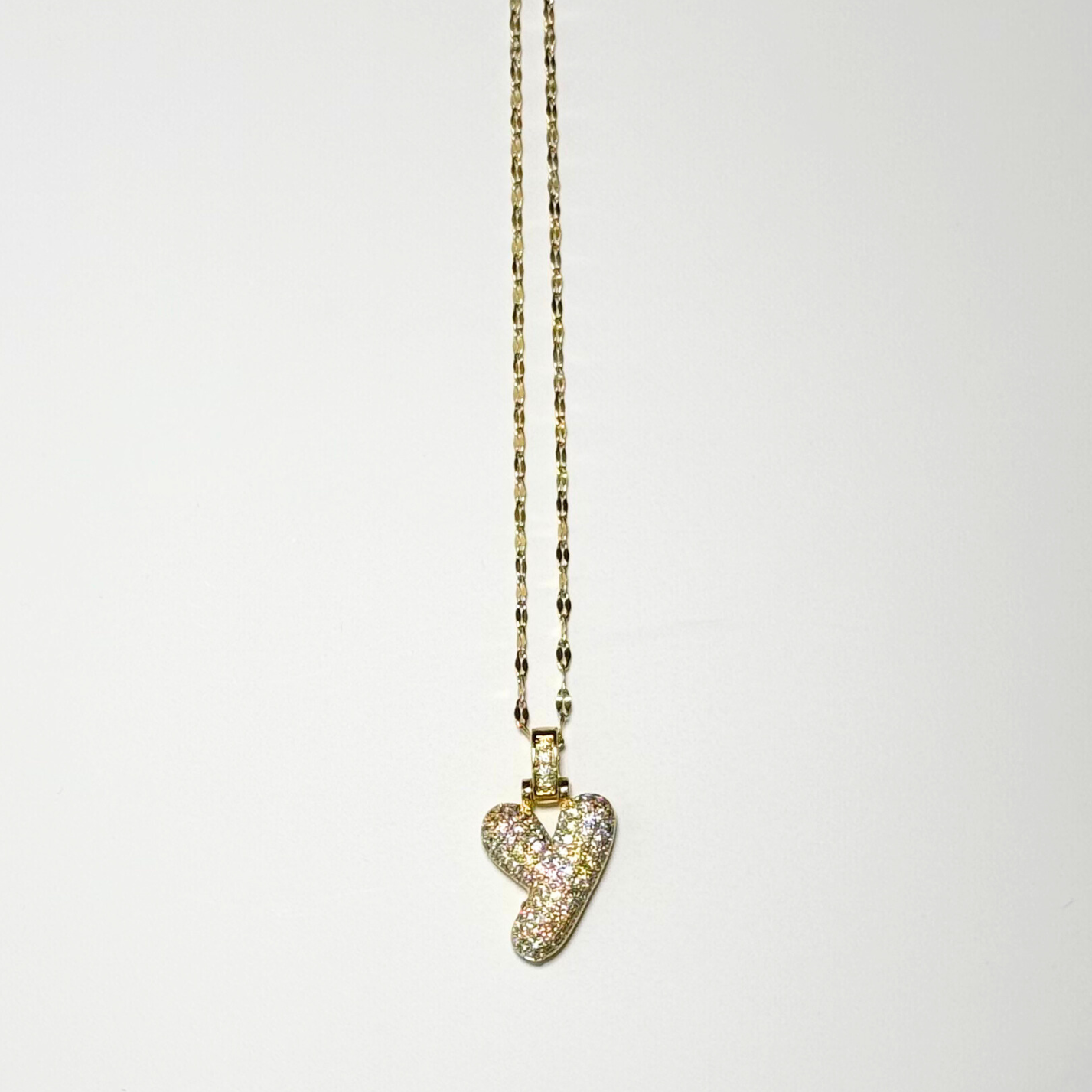 Gemma Initial Necklace- Y in Gold