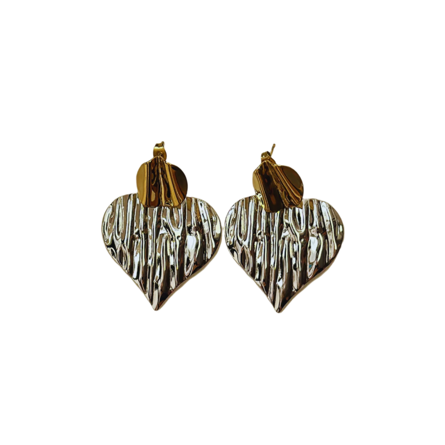 Gold&Silver Mix Heart Earrings