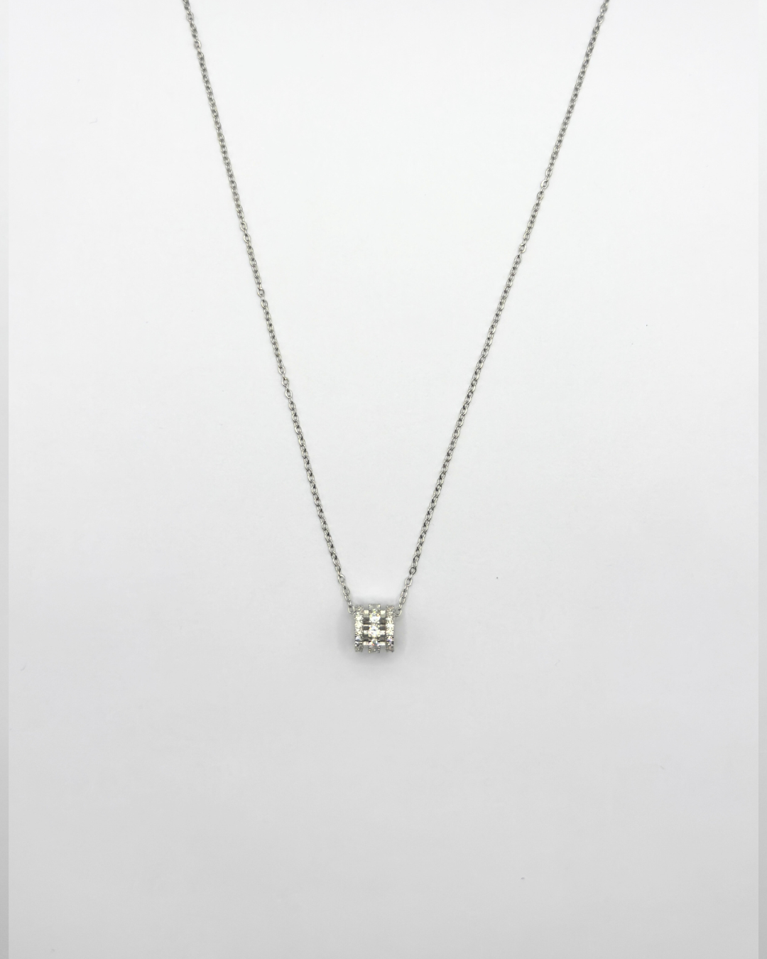 Mini Barrel Necklace in Silver
