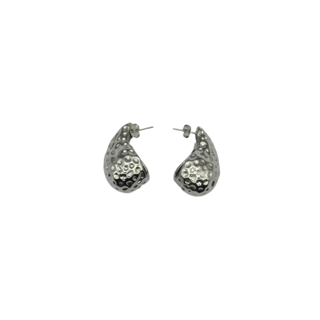 Crushed Metal Rain Drop Earrings