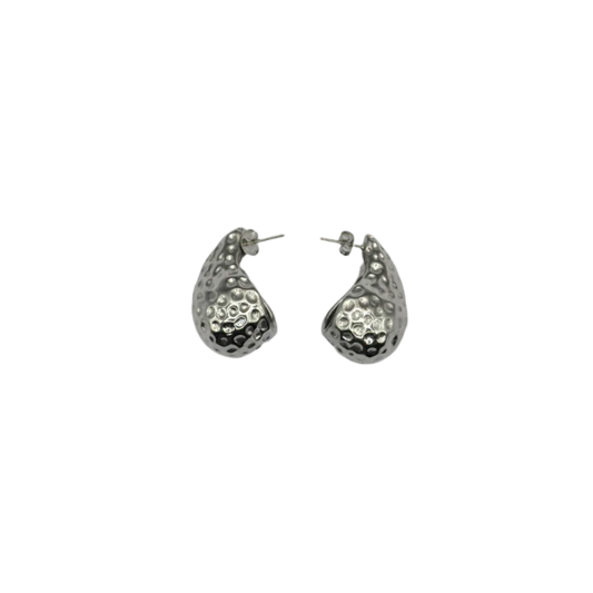 Crushed Metal Rain Drop Earrings