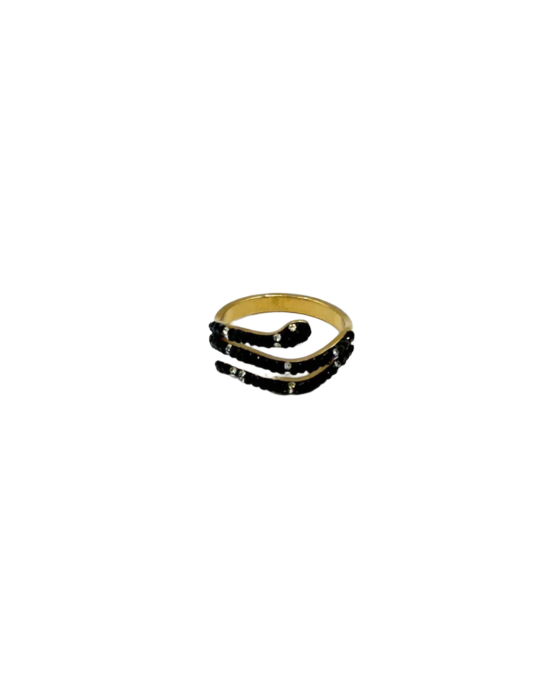 Black and Gold Spiral Snake Head Ring